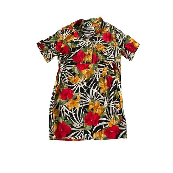 Vintage 1980s JH Collectibles 2 Piece Set Blouse and Skirt Hawaiian Floral 12/14 - Picture 2 of 12